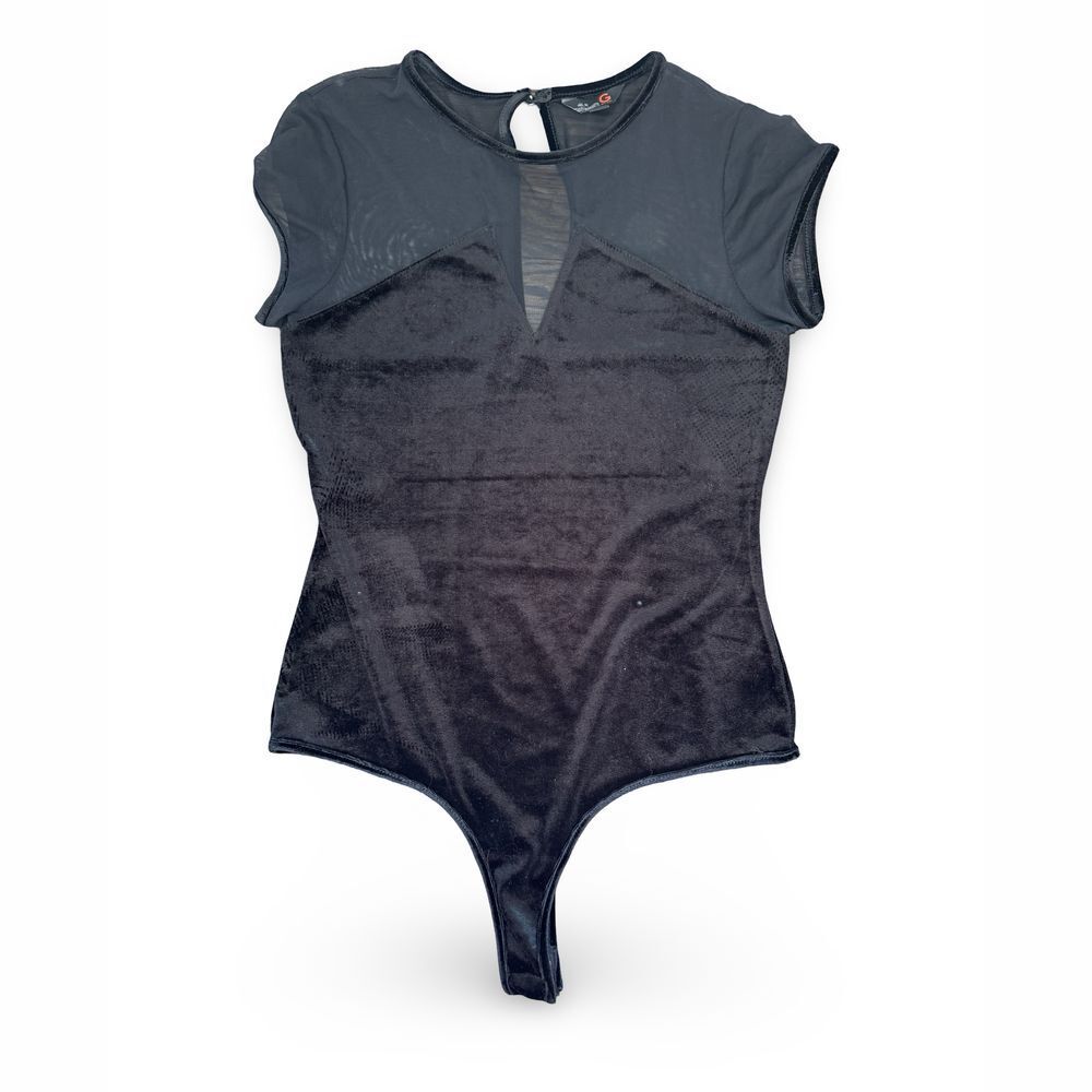 G by Guess Sheer & Velvet Bodysuit - Size Small